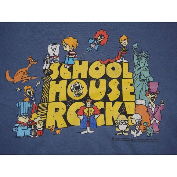 Vintage 1995 School House Rock Cartoon Made USA Classroom Learning Half T-shirt - Picture 2 of 7